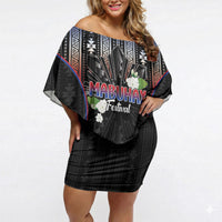 Mabuhay Philippines Festival Off Shoulder Short Dress Filipino Map Sampaguita Igorot Pattern