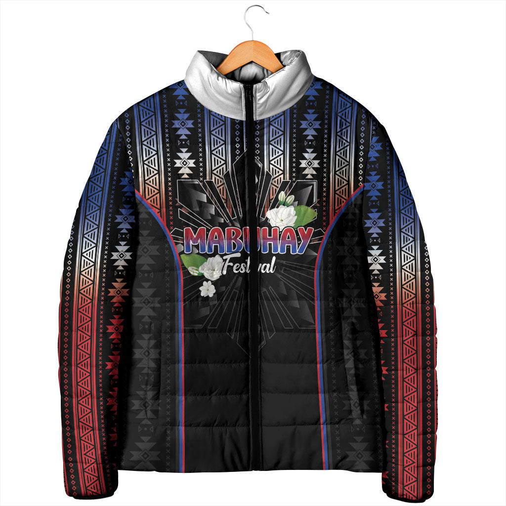 Mabuhay Philippines Festival Padded Jacket Filipino Map Sampaguita Igorot Pattern