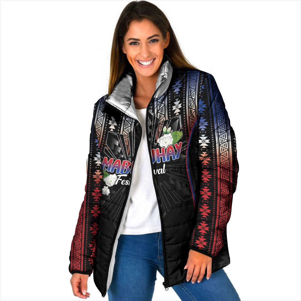 Mabuhay Philippines Festival Padded Jacket Filipino Map Sampaguita Igorot Pattern
