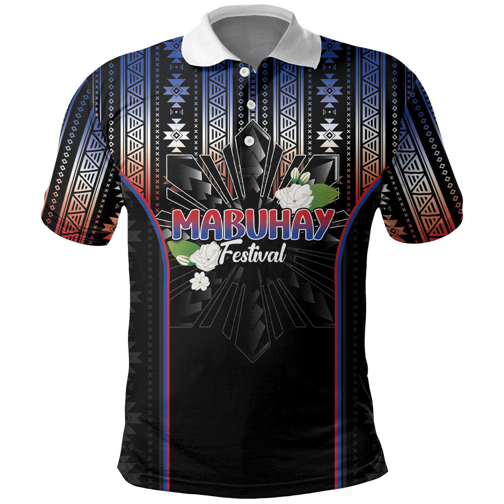Mabuhay Philippines Festival Polo Shirt Filipino Map Sampaguita Igorot Pattern