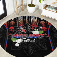 Mabuhay Philippines Festival Round Carpet Filipino Map Sampaguita Igorot Pattern