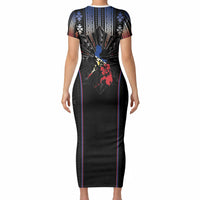 Mabuhay Philippines Festival Short Sleeve Bodycon Dress Filipino Map Sampaguita Igorot Pattern