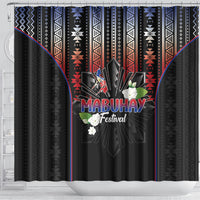 Mabuhay Philippines Festival Shower Curtain Filipino Map Sampaguita Igorot Pattern