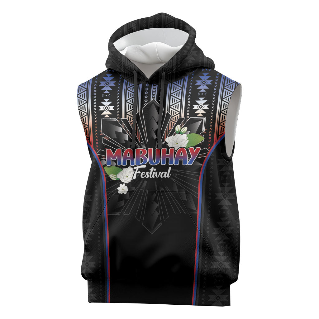 Mabuhay Philippines Festival Sleeveless Hoodie Filipino Map Sampaguita Igorot Pattern