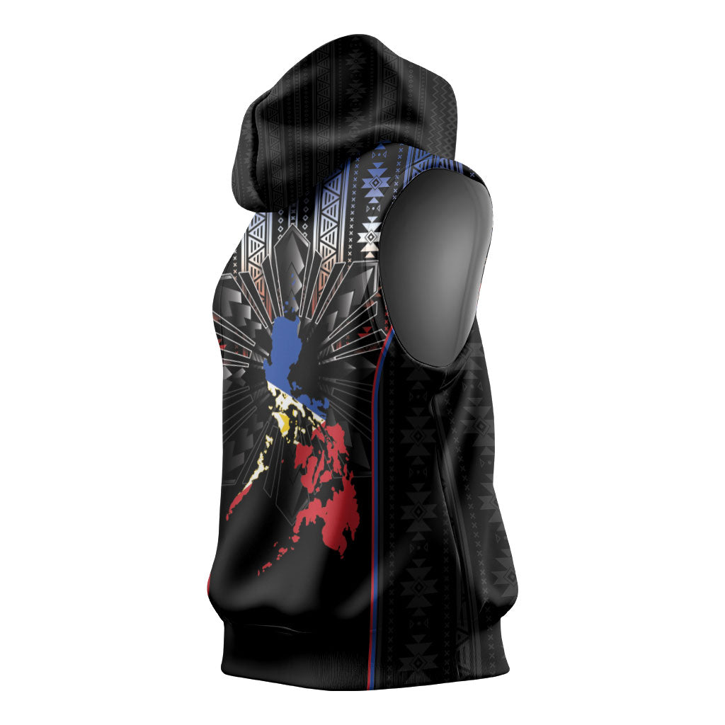 Mabuhay Philippines Festival Sleeveless Hoodie Filipino Map Sampaguita Igorot Pattern