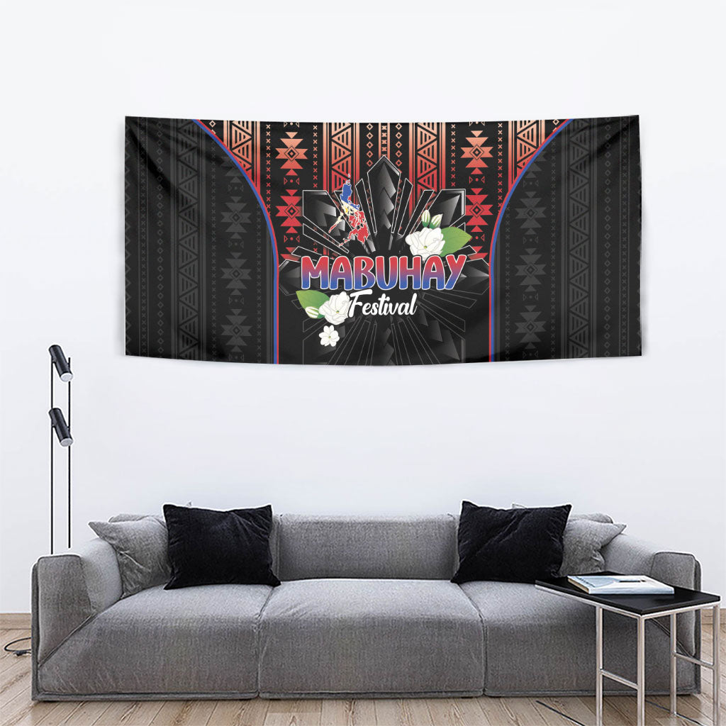 Mabuhay Philippines Festival Tapestry Filipino Map Sampaguita Igorot Pattern