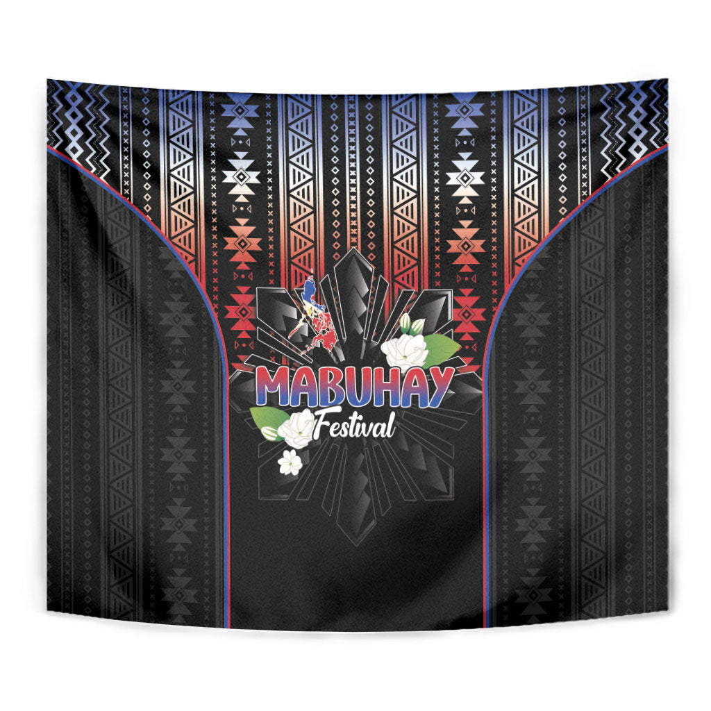 Mabuhay Philippines Festival Tapestry Filipino Map Sampaguita Igorot Pattern
