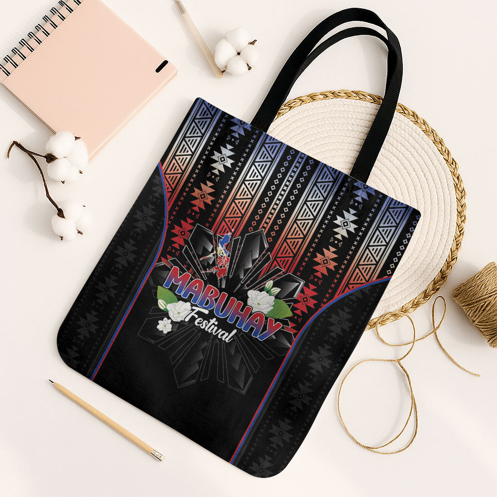 Mabuhay Philippines Festival Tote Bag Filipino Map Sampaguita Igorot Pattern