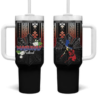 Mabuhay Philippines Festival Tumbler With Handle Filipino Map Sampaguita Igorot Pattern