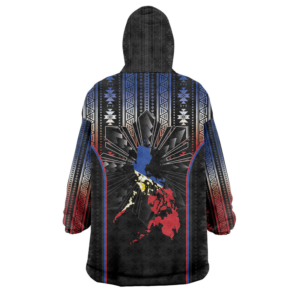 Mabuhay Philippines Festival Wearable Blanket Hoodie Filipino Map Sampaguita Igorot Pattern