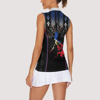 Mabuhay Philippines Festival Women Sleeveless Polo Shirt Filipino Map Sampaguita Igorot Pattern
