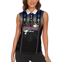 Mabuhay Philippines Festival Women Sleeveless Polo Shirt Filipino Map Sampaguita Igorot Pattern