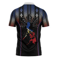 Mabuhay Philippines Festival Zipper Polo Shirt Filipino Map Sampaguita Igorot Pattern