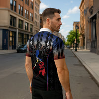 Mabuhay Philippines Festival Zipper Polo Shirt Filipino Map Sampaguita Igorot Pattern