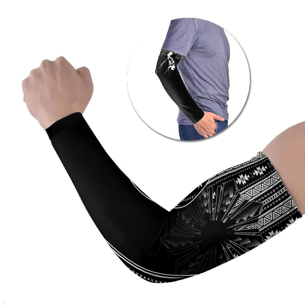 Mabuhay Philippines Festival Arm Sleeves Filipino Map Black White Igorot Pattern