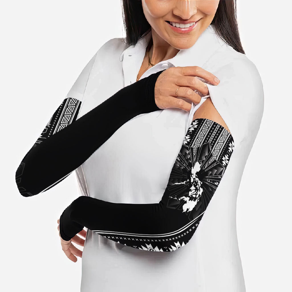 Mabuhay Philippines Festival Arm Sleeves Filipino Map Black White Igorot Pattern
