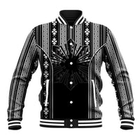 Mabuhay Philippines Festival Baseball Jacket Filipino Map Black White Igorot Pattern