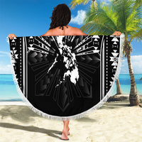 Mabuhay Philippines Festival Beach Blanket Filipino Map Black White Igorot Pattern