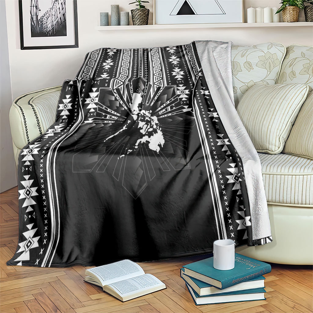 Mabuhay Philippines Festival Blanket Filipino Map Black White Igorot Pattern