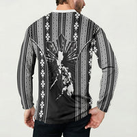 Mabuhay Philippines Festival Button Sweatshirt Filipino Map Black White Igorot Pattern