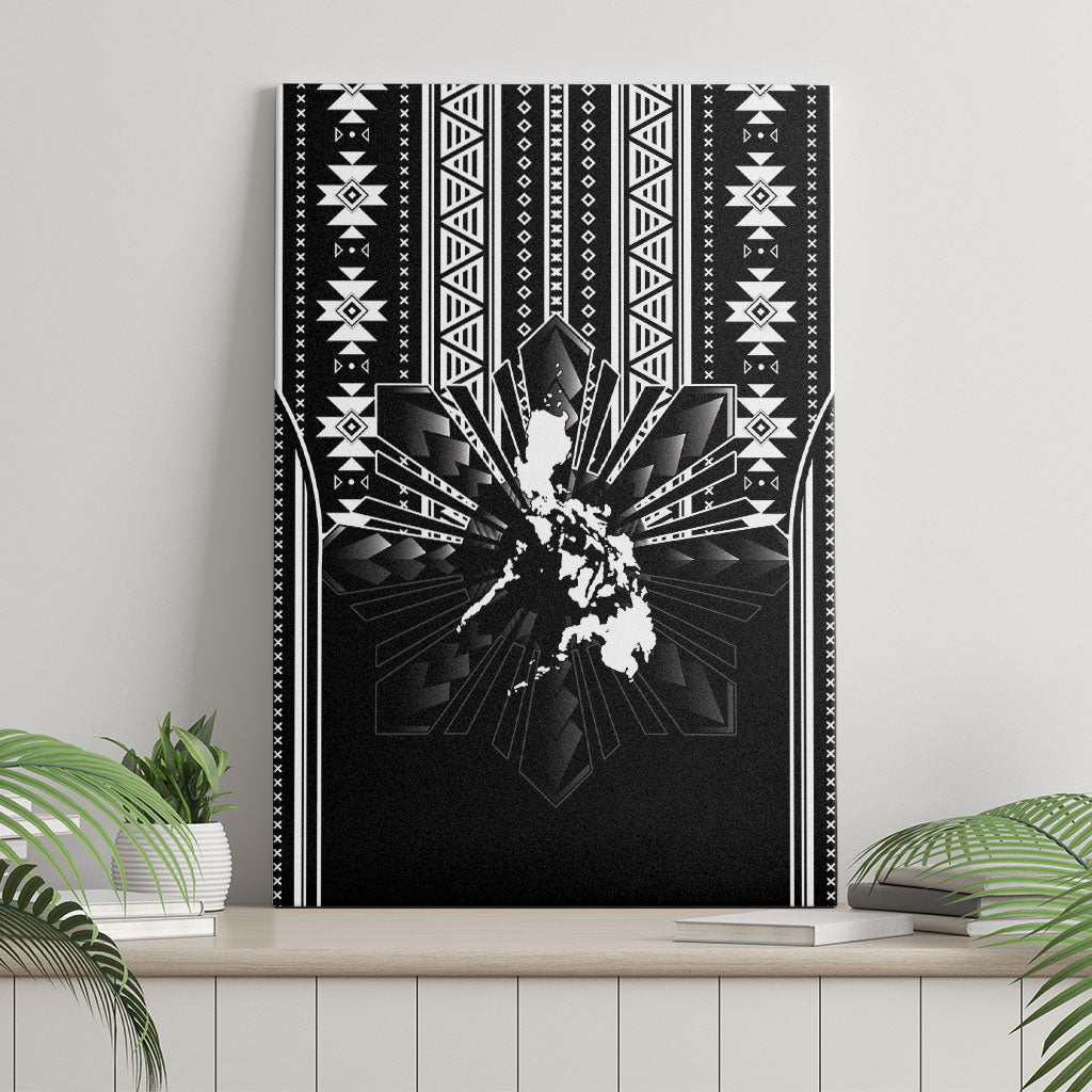 Mabuhay Philippines Festival Canvas Wall Art Filipino Map Black White Igorot Pattern