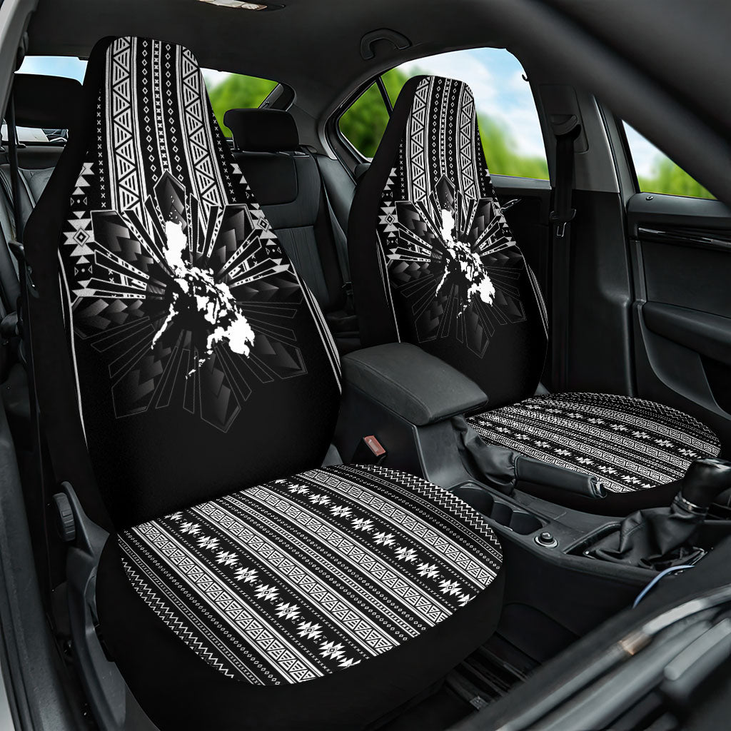 Mabuhay Philippines Festival Car Seat Cover Filipino Map Black White Igorot Pattern