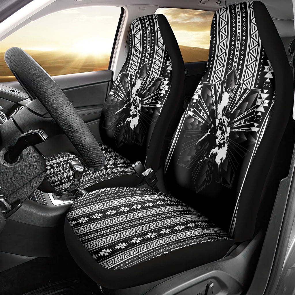 Mabuhay Philippines Festival Car Seat Cover Filipino Map Black White Igorot Pattern