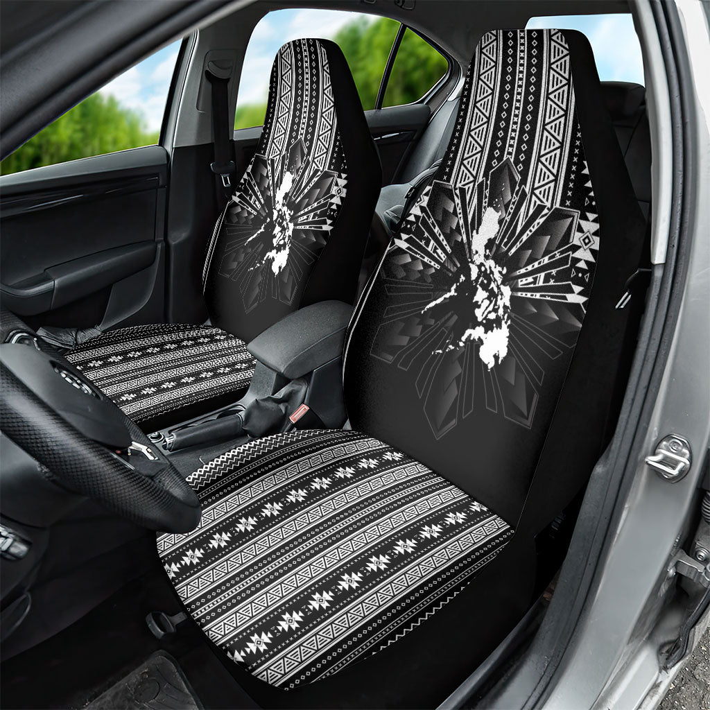 Mabuhay Philippines Festival Car Seat Cover Filipino Map Black White Igorot Pattern