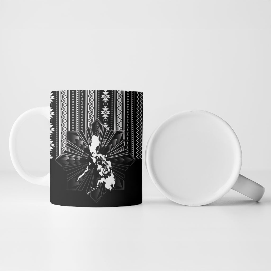 Mabuhay Philippines Festival Ceramic Mug Filipino Map Black White Igorot Pattern