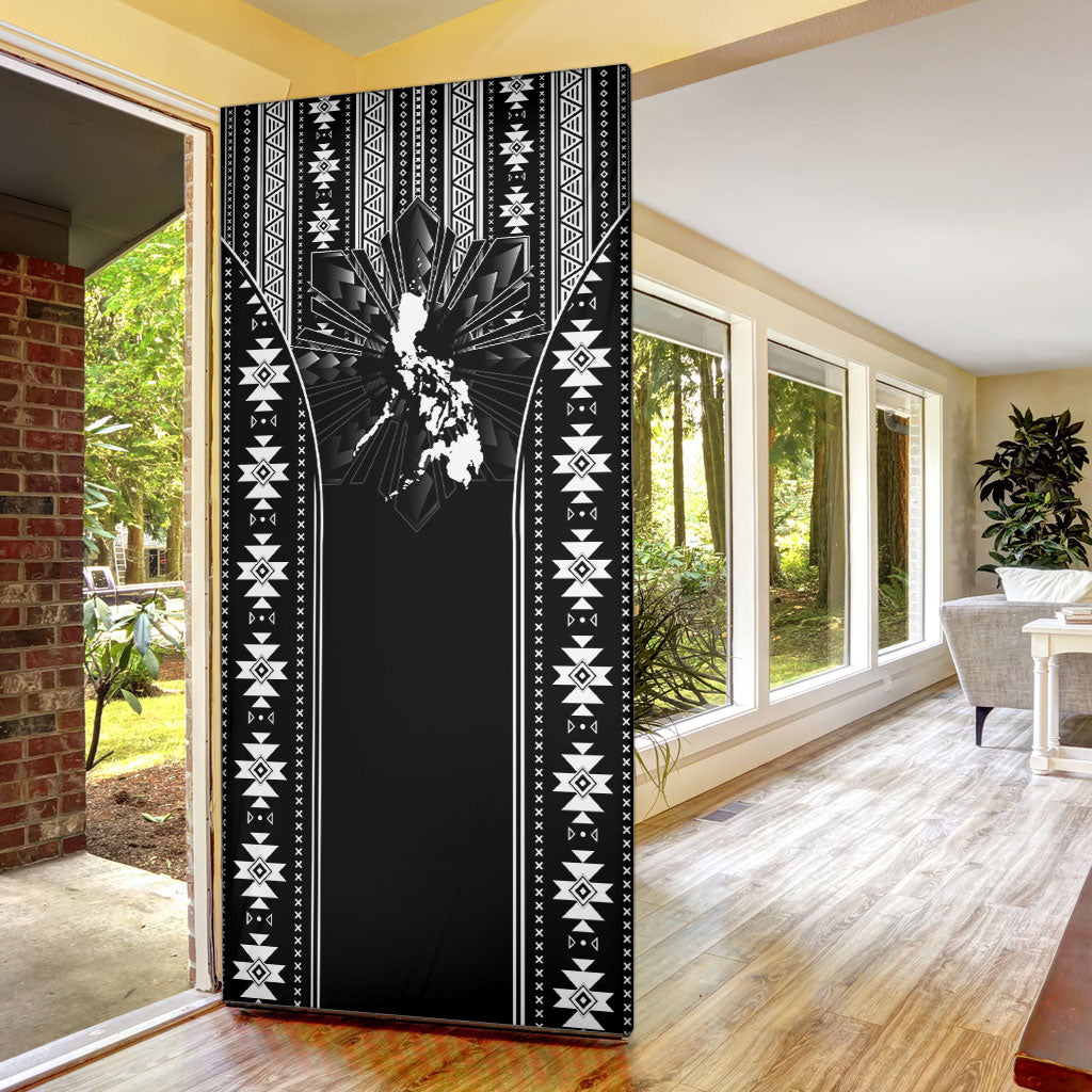 Mabuhay Philippines Festival Door Cover Filipino Map Black White Igorot Pattern