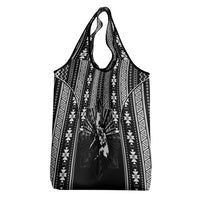 Mabuhay Philippines Festival Grocery Bag Filipino Map Black White Igorot Pattern
