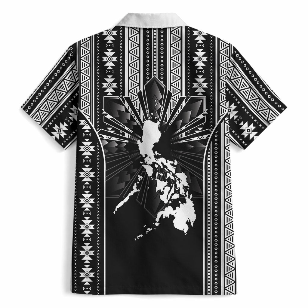 Mabuhay Philippines Festival Hawaiian Shirt Filipino Map Black White Igorot Pattern