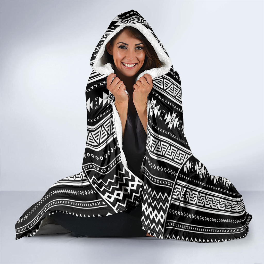 Mabuhay Philippines Festival Hooded Blanket Filipino Map Black White Igorot Pattern