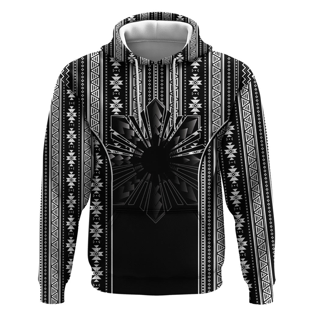 Mabuhay Philippines Festival Hoodie Filipino Map Black White Igorot Pattern