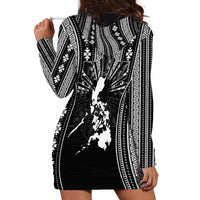Mabuhay Philippines Festival Hoodie Dress Filipino Map Black White Igorot Pattern