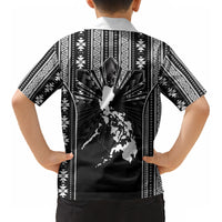 Mabuhay Philippines Festival Kid Hawaiian Shirt Filipino Map Black White Igorot Pattern