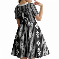Mabuhay Philippines Festival Kid Short Sleeve Dress Filipino Map Black White Igorot Pattern