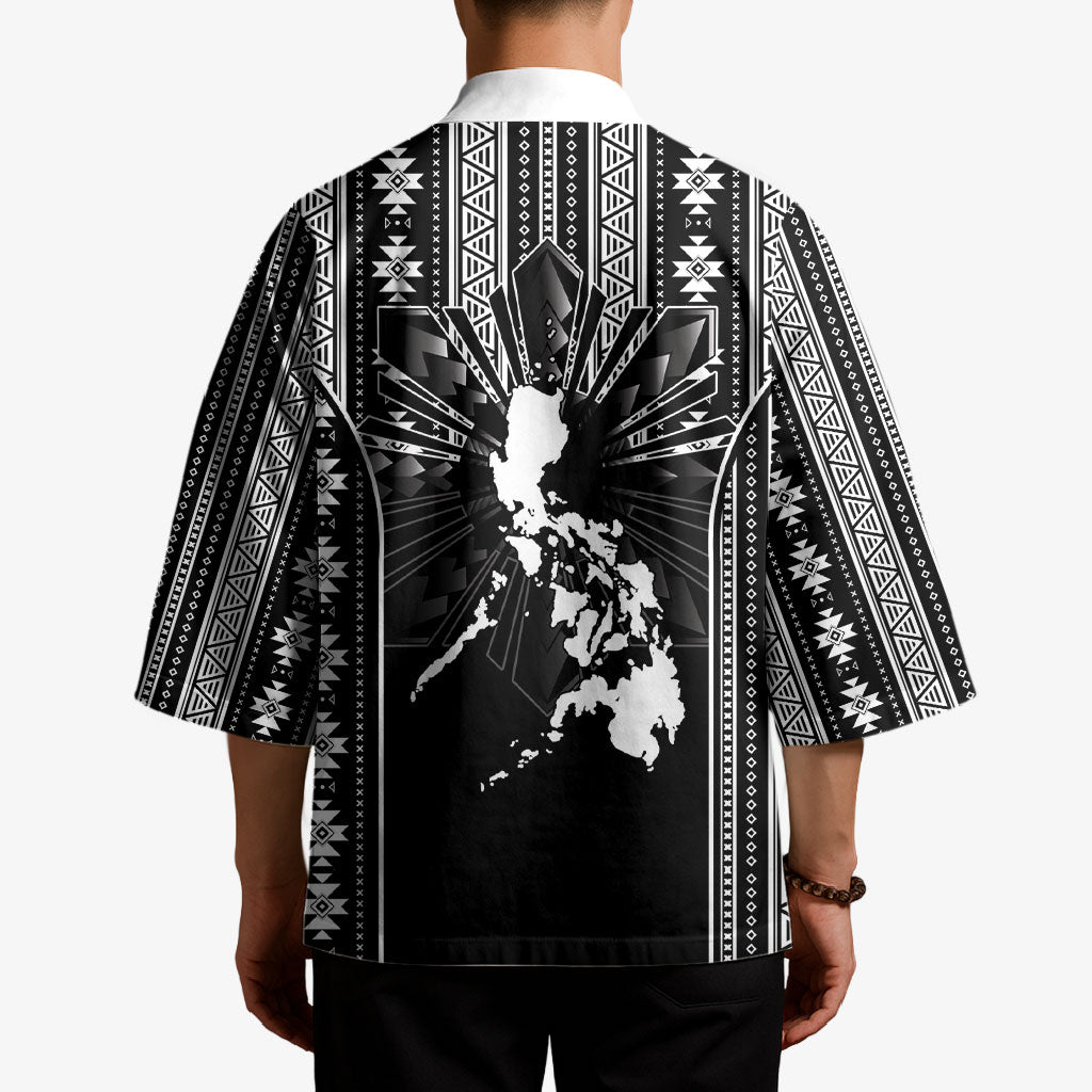 Mabuhay Philippines Festival Kimono Filipino Map Black White Igorot Pattern
