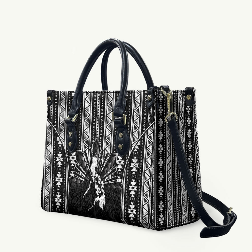 Mabuhay Philippines Festival Leather Bag Filipino Map Black White Igorot Pattern