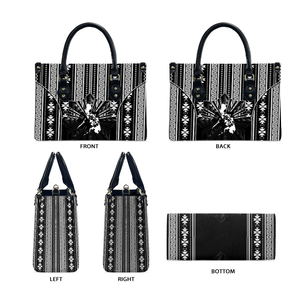 Mabuhay Philippines Festival Leather Bag Filipino Map Black White Igorot Pattern