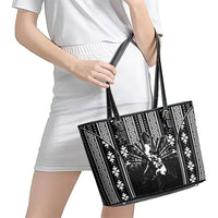 Mabuhay Philippines Festival Leather Tote Bag Filipino Map Black White Igorot Pattern