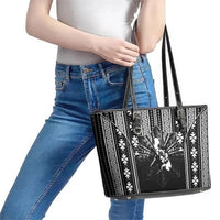 Mabuhay Philippines Festival Leather Tote Bag Filipino Map Black White Igorot Pattern