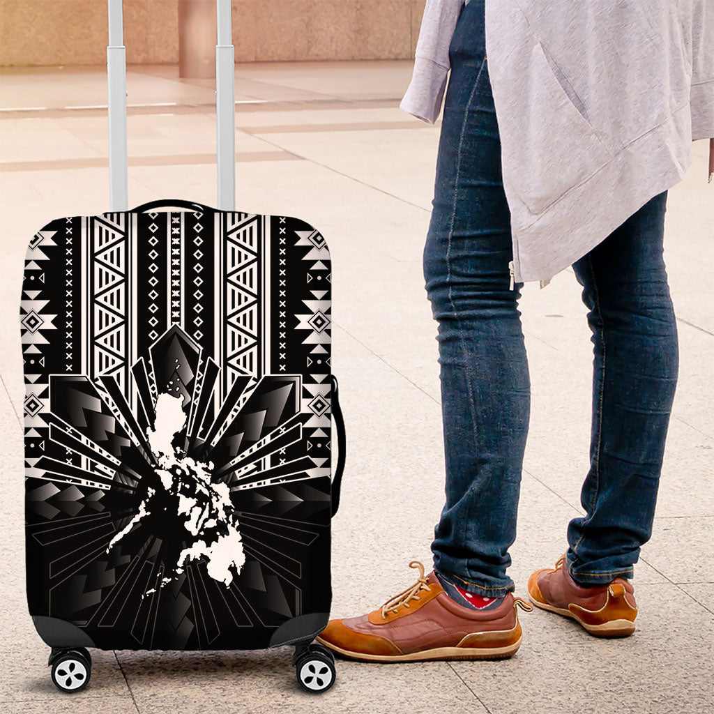Mabuhay Philippines Festival Luggage Cover Filipino Map Black White Igorot Pattern
