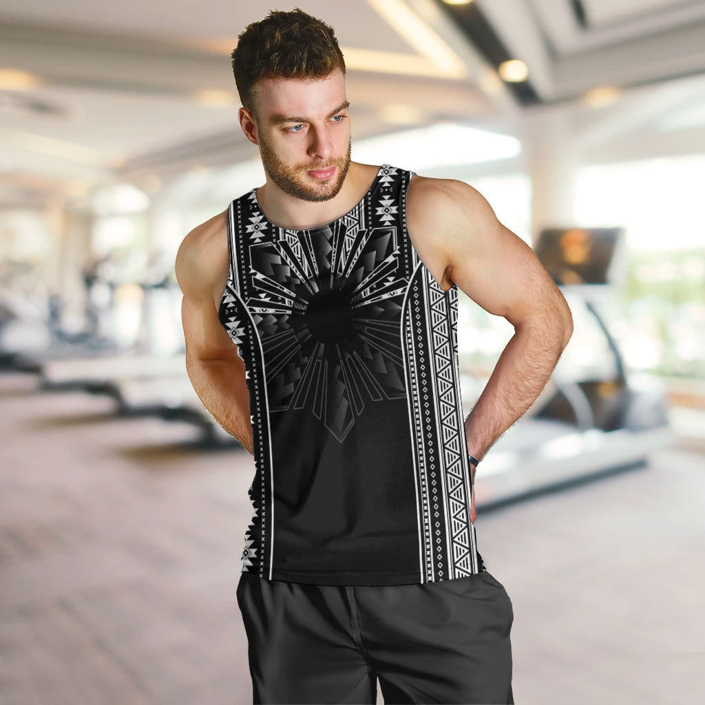 Mabuhay Philippines Festival Men Tank Top Filipino Map Black White Igorot Pattern