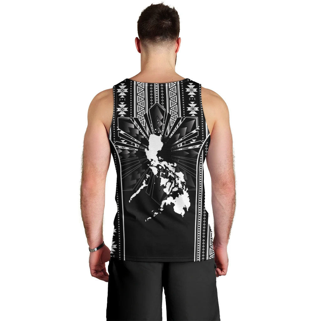 Mabuhay Philippines Festival Men Tank Top Filipino Map Black White Igorot Pattern