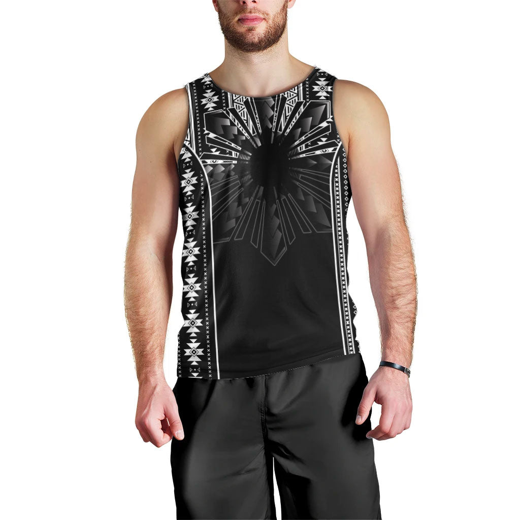 Mabuhay Philippines Festival Men Tank Top Filipino Map Black White Igorot Pattern