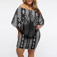 Mabuhay Philippines Festival Off Shoulder Short Dress Filipino Map Black White Igorot Pattern