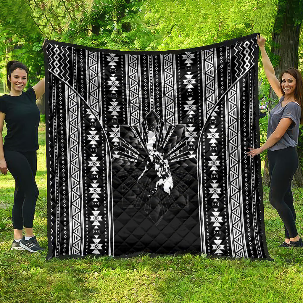 Mabuhay Philippines Festival Quilt Filipino Map Black White Igorot Pattern
