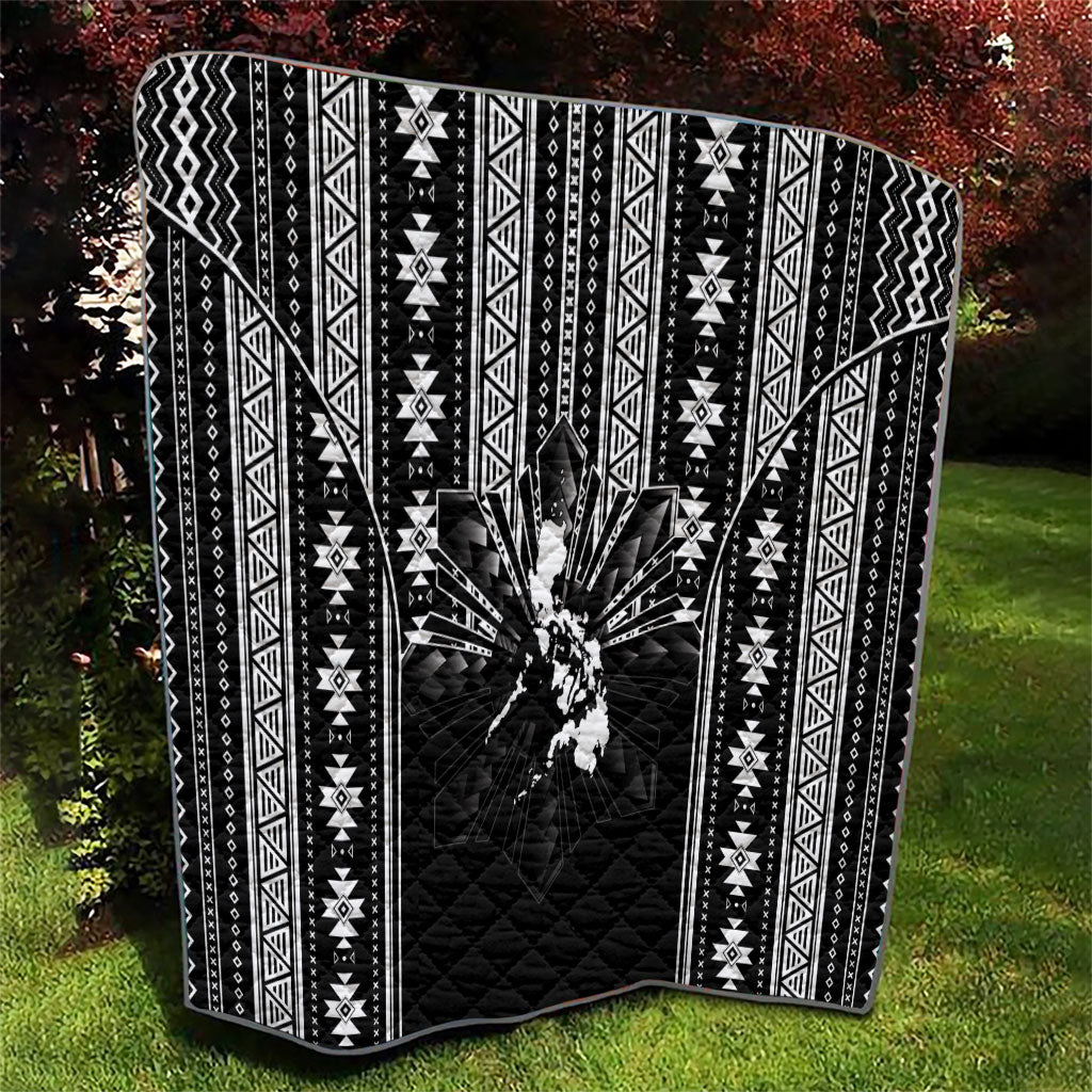 Mabuhay Philippines Festival Quilt Filipino Map Black White Igorot Pattern