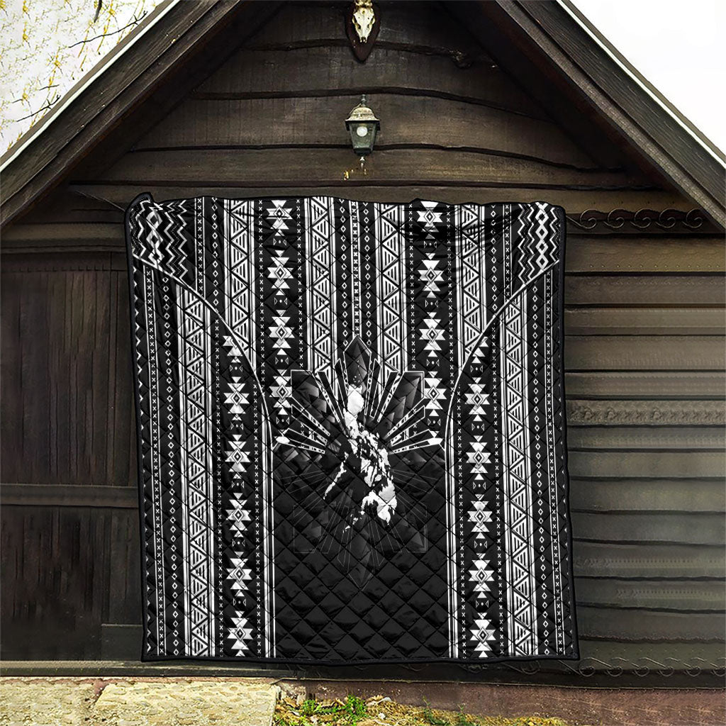 Mabuhay Philippines Festival Quilt Filipino Map Black White Igorot Pattern